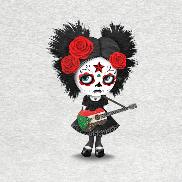 Sugar Skull Girl Playing Sudanese Flag Guitar by jeffbartels